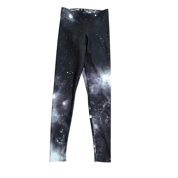 Blackmilk Pants - BlackMilk Galaxy Print Leggings Black White Nebula Stars Made in Australia M